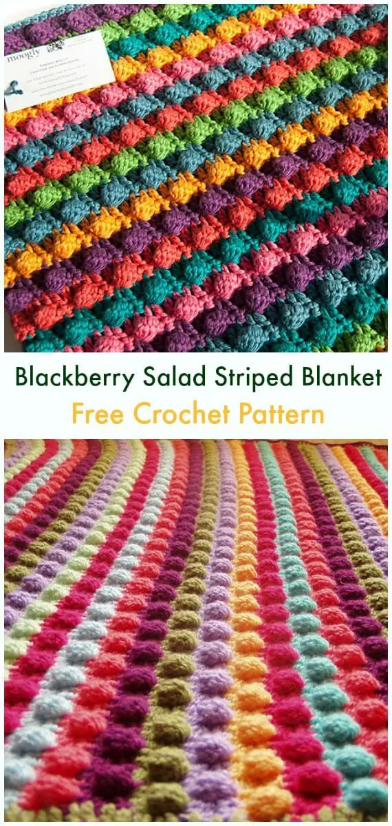 Crochet Blackberry Salad Striped Baby Blanket