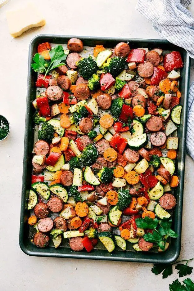 One Pan Healthy Italian Sausage And Veggies