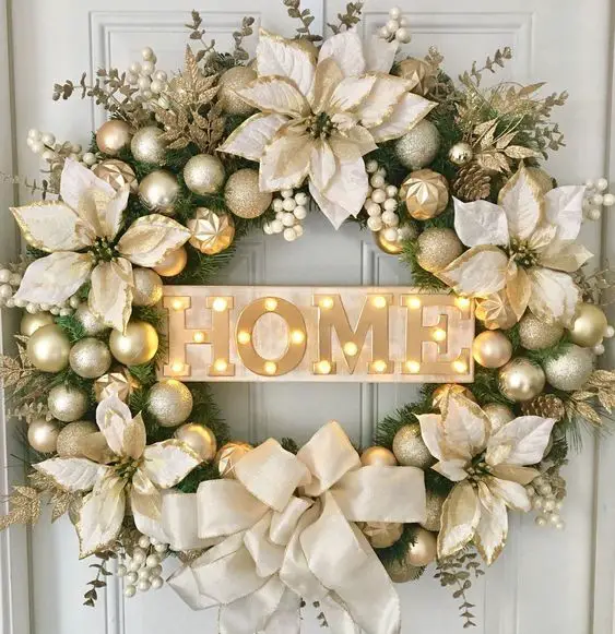 Using two or more multi-style wreaths and silver cones: