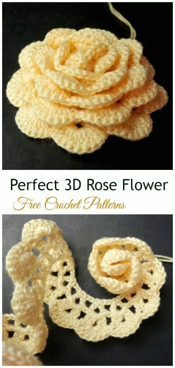 Easy Crochet 3D Rose Flower