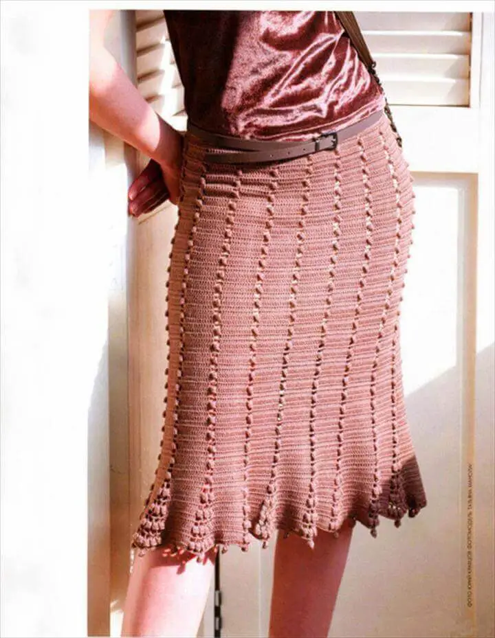 Crochet Bobble Women Skirt Free Pattern