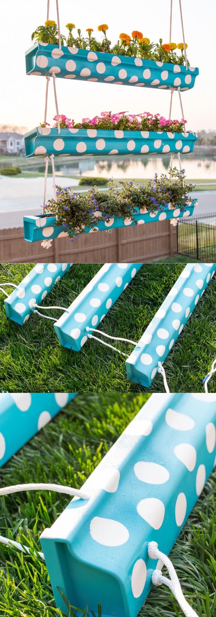 Polka-Dot, 3 Tiered Gutter Planter