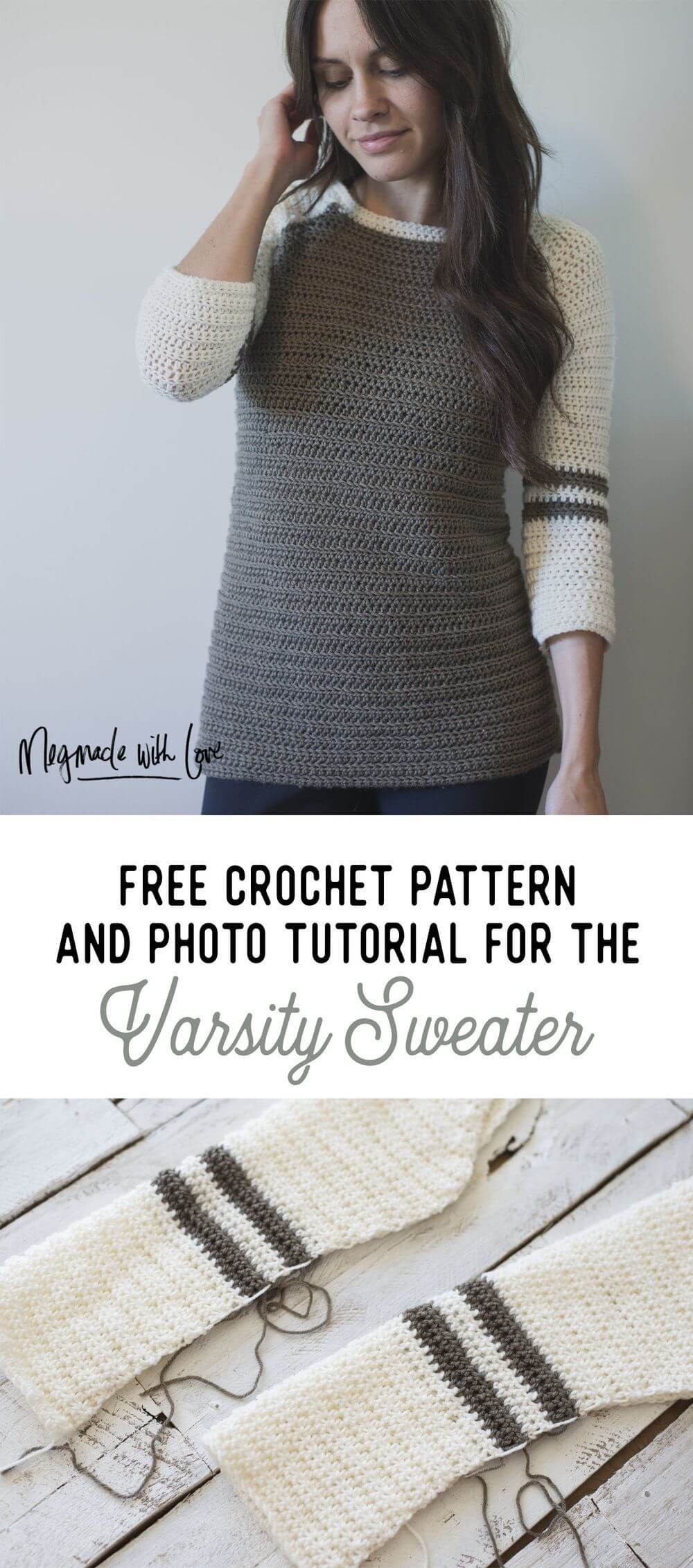 Varsity Crochet Pullover Sweater pattern