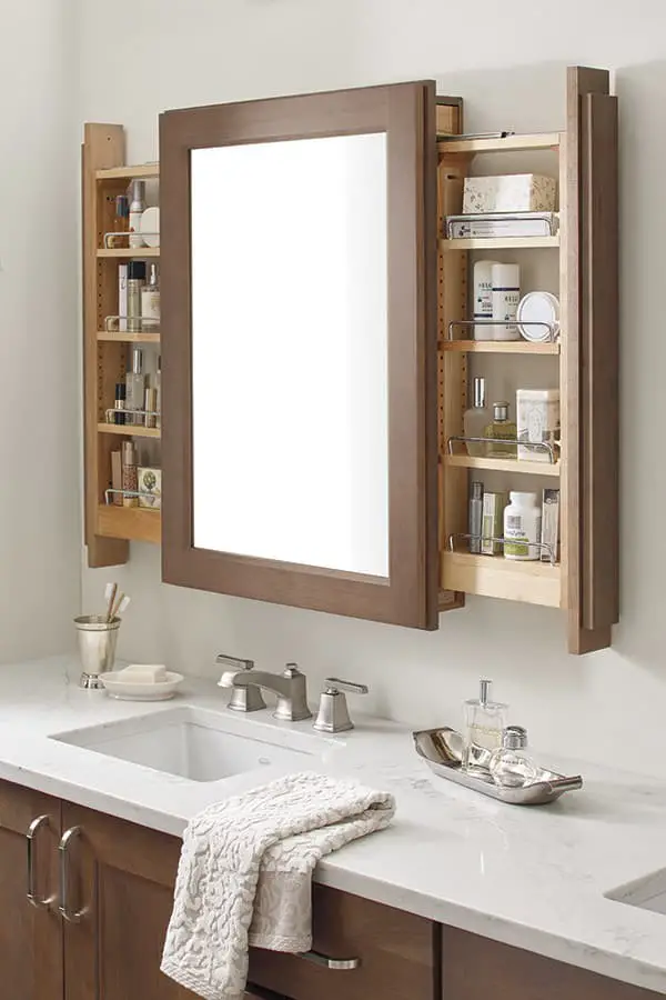 Mirror with shelf – this is a great way to add extra storage to your bathroom and also provides a place to put your toiletries