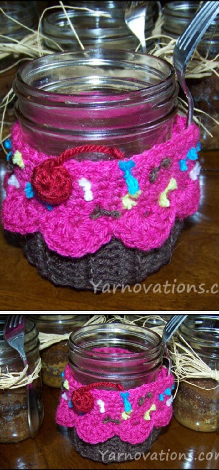 Crochet Cupcake Jar Cover