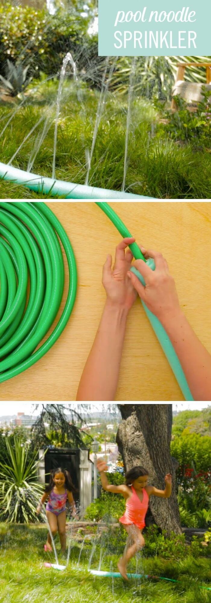 Diy pool noodle sprinkler