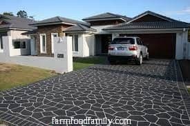 Stencil concrete driveway