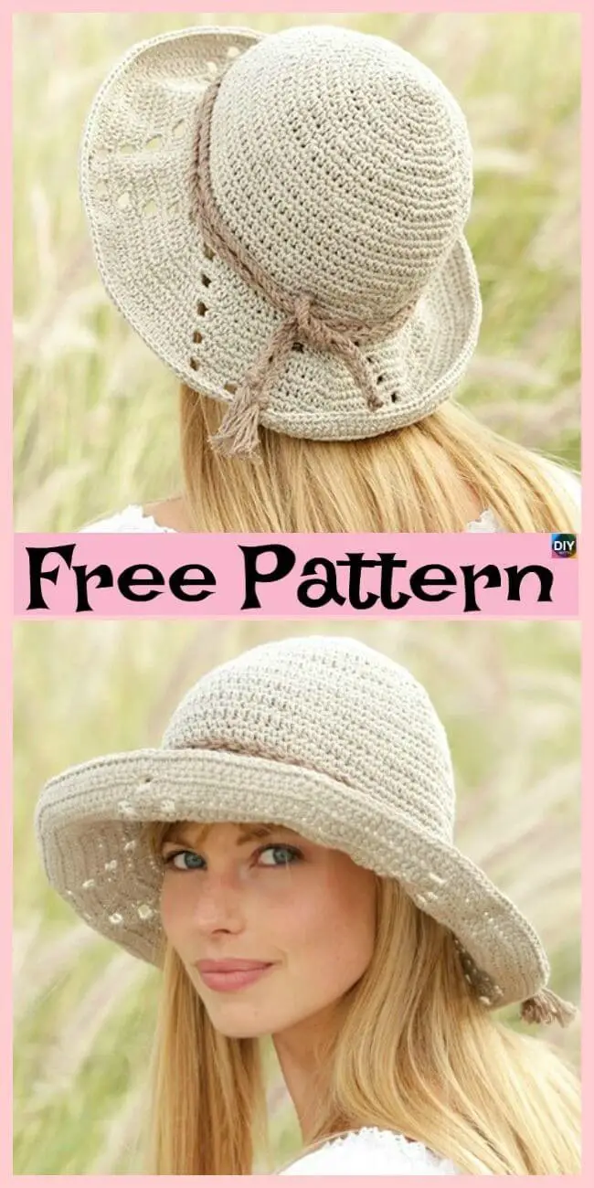 15 Crochet Girls Sun Hat Free Patterns