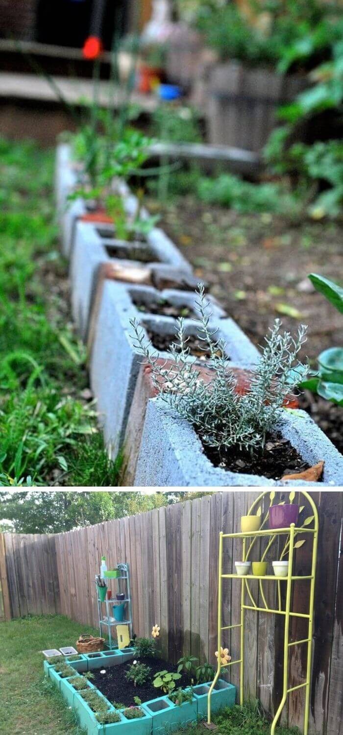 Cinder block edging