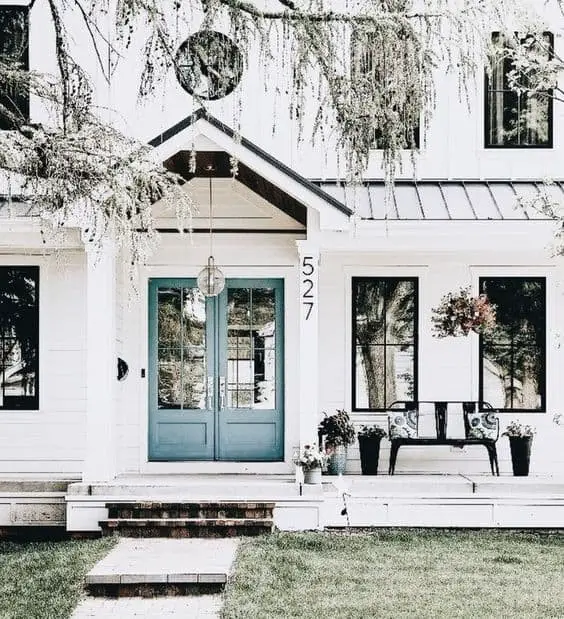 Front door colors for white house with black trim.