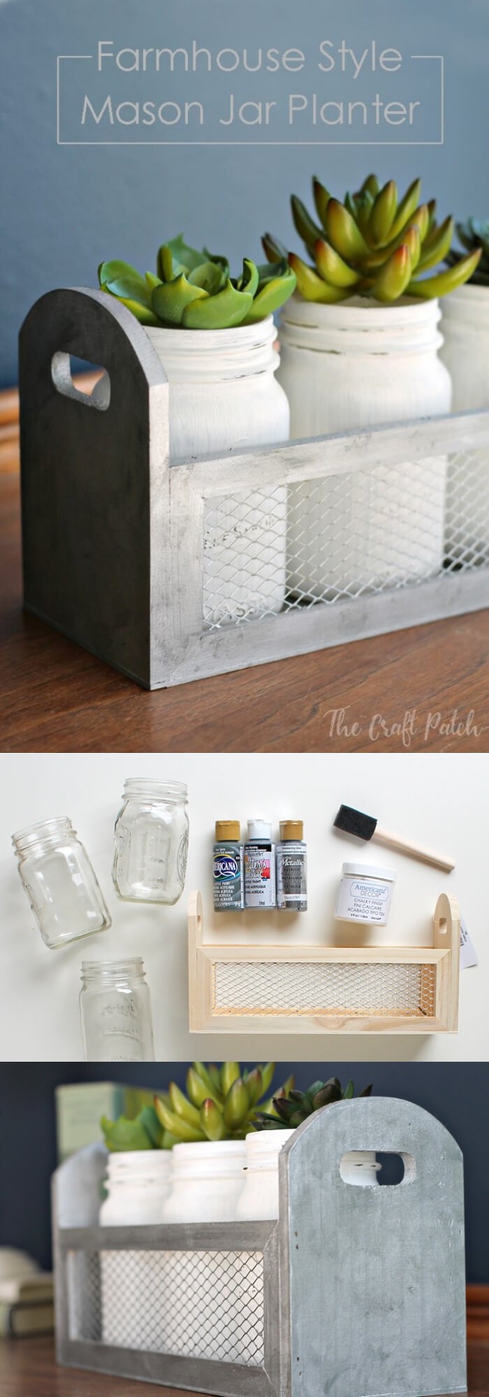 DIY Farmhouse Style Mason Jar Planter