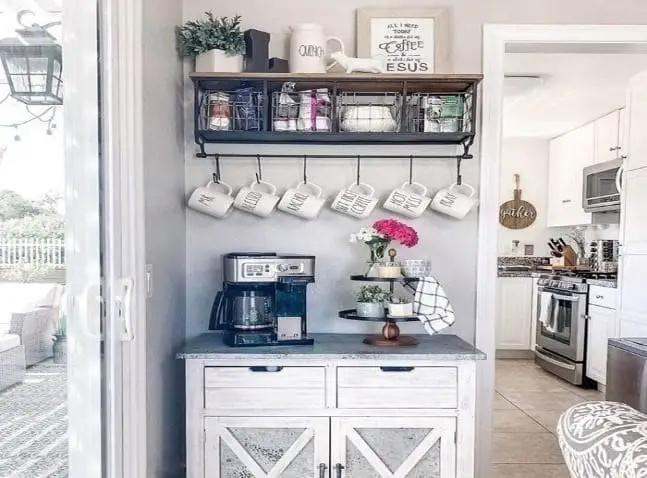 Shabby chic coffee bar ideas