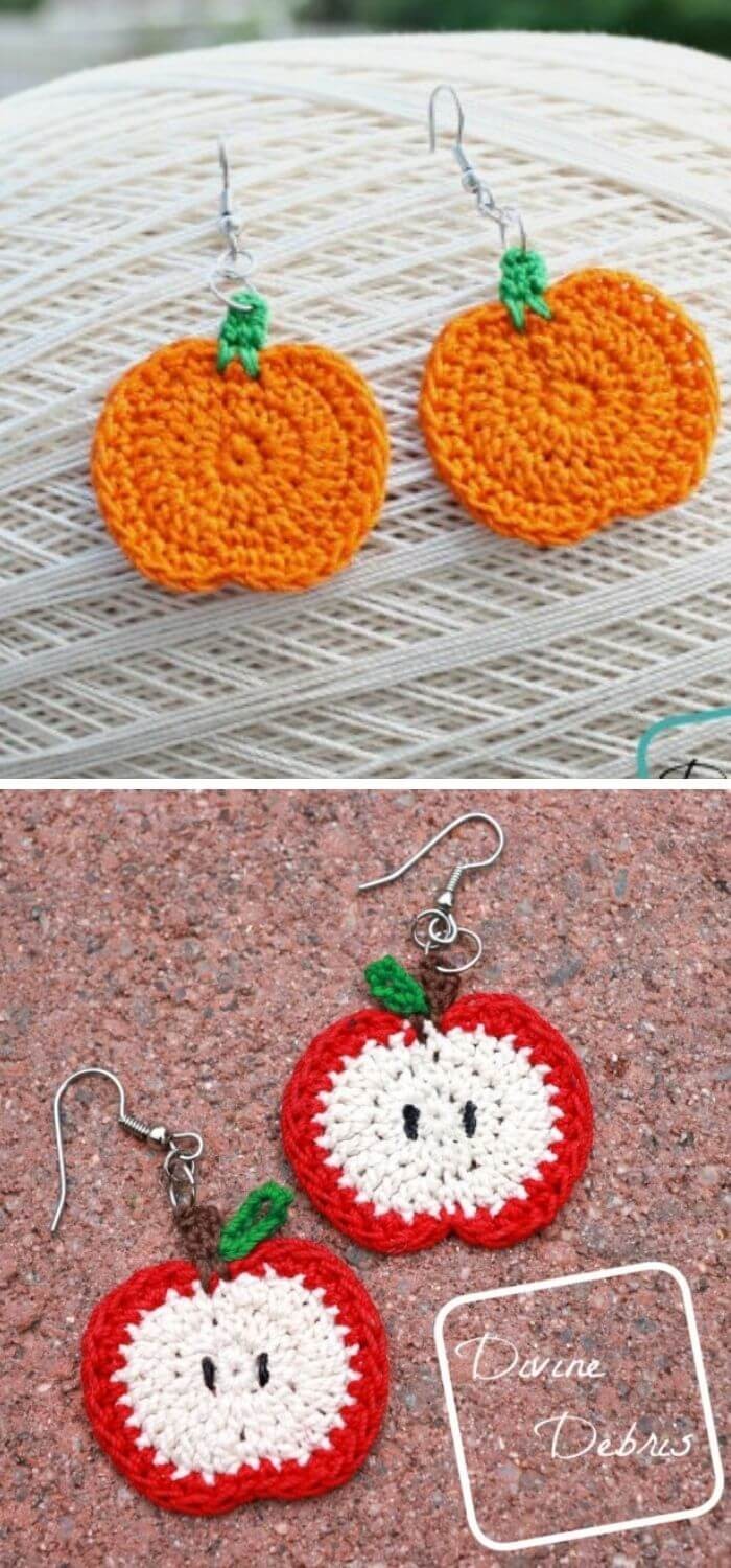 Pumpkin and apple earring