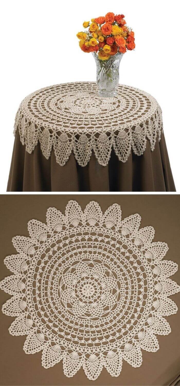 The crocheted table cloth pattern