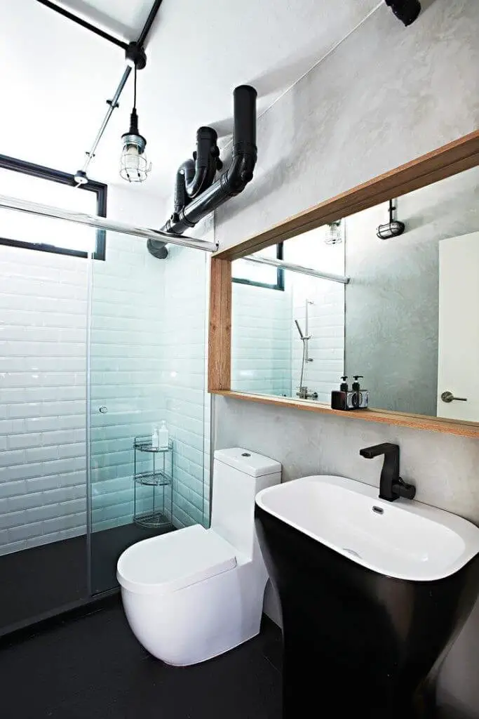 Industrial style bathroom basement