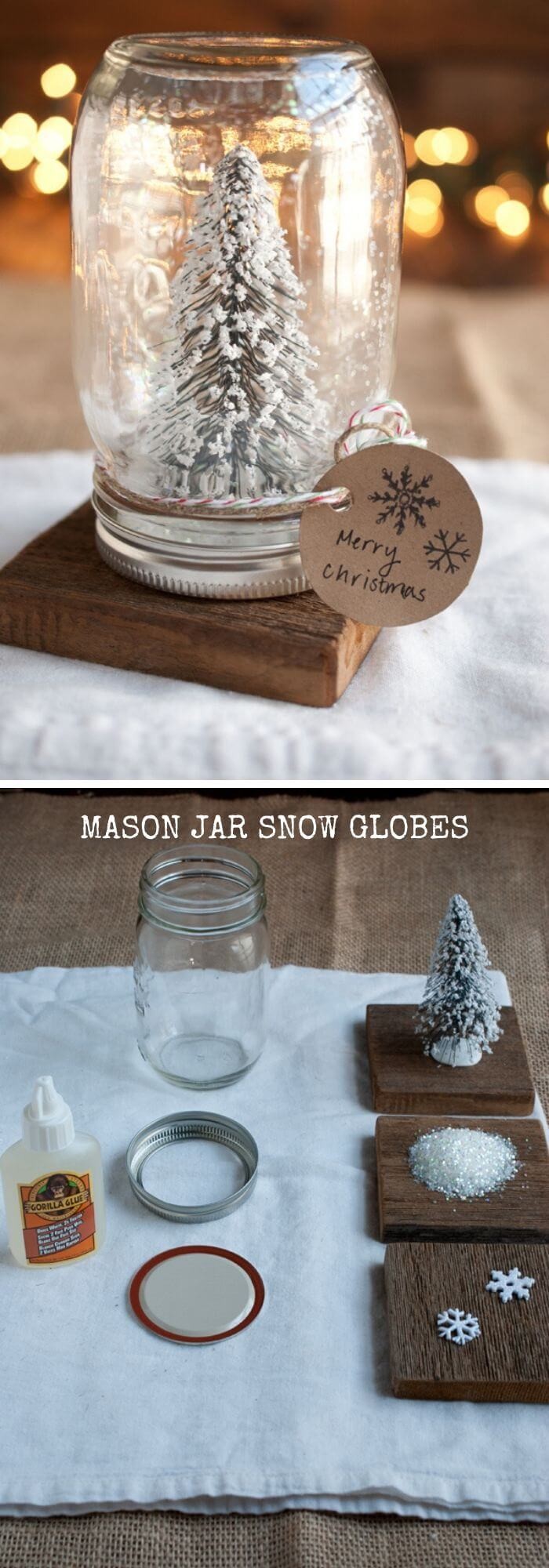 #16. DIY mason jar snow globes