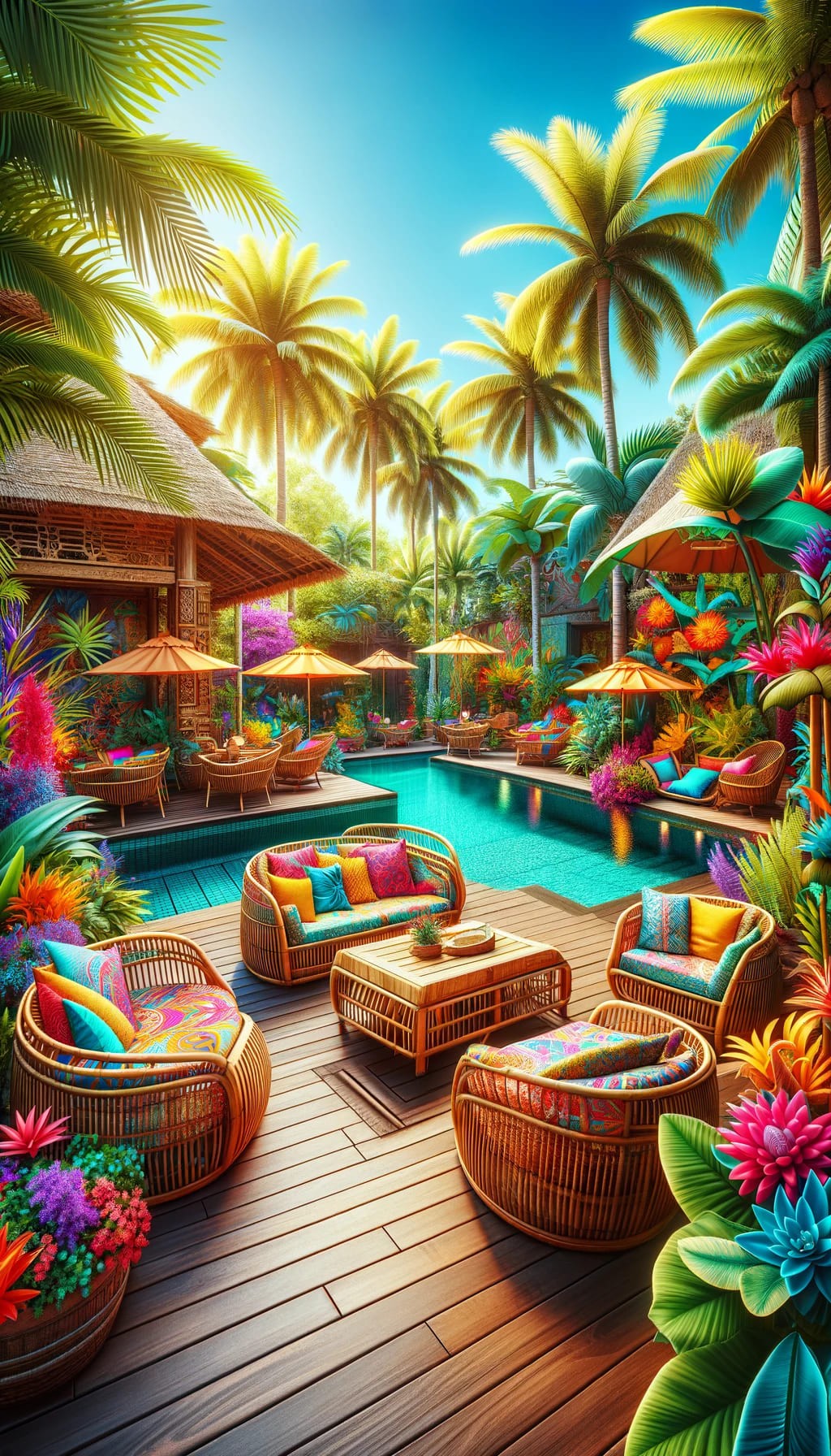 Tropical-themed Pool Deck