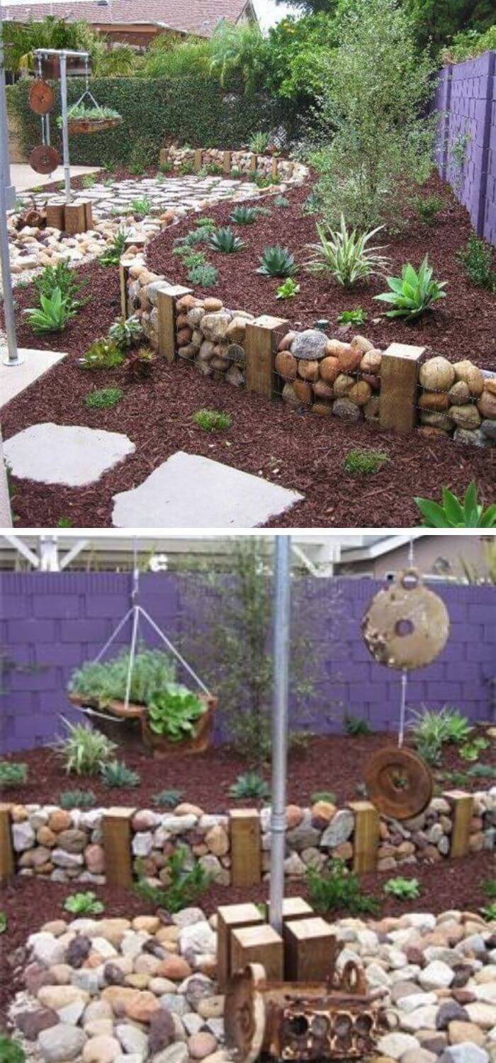 Beach stone fence