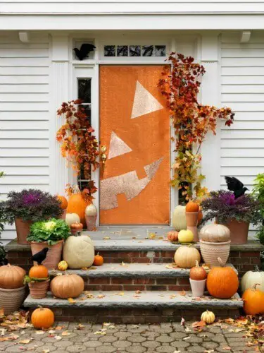 Half a Pumpkin Halloween Door Idea