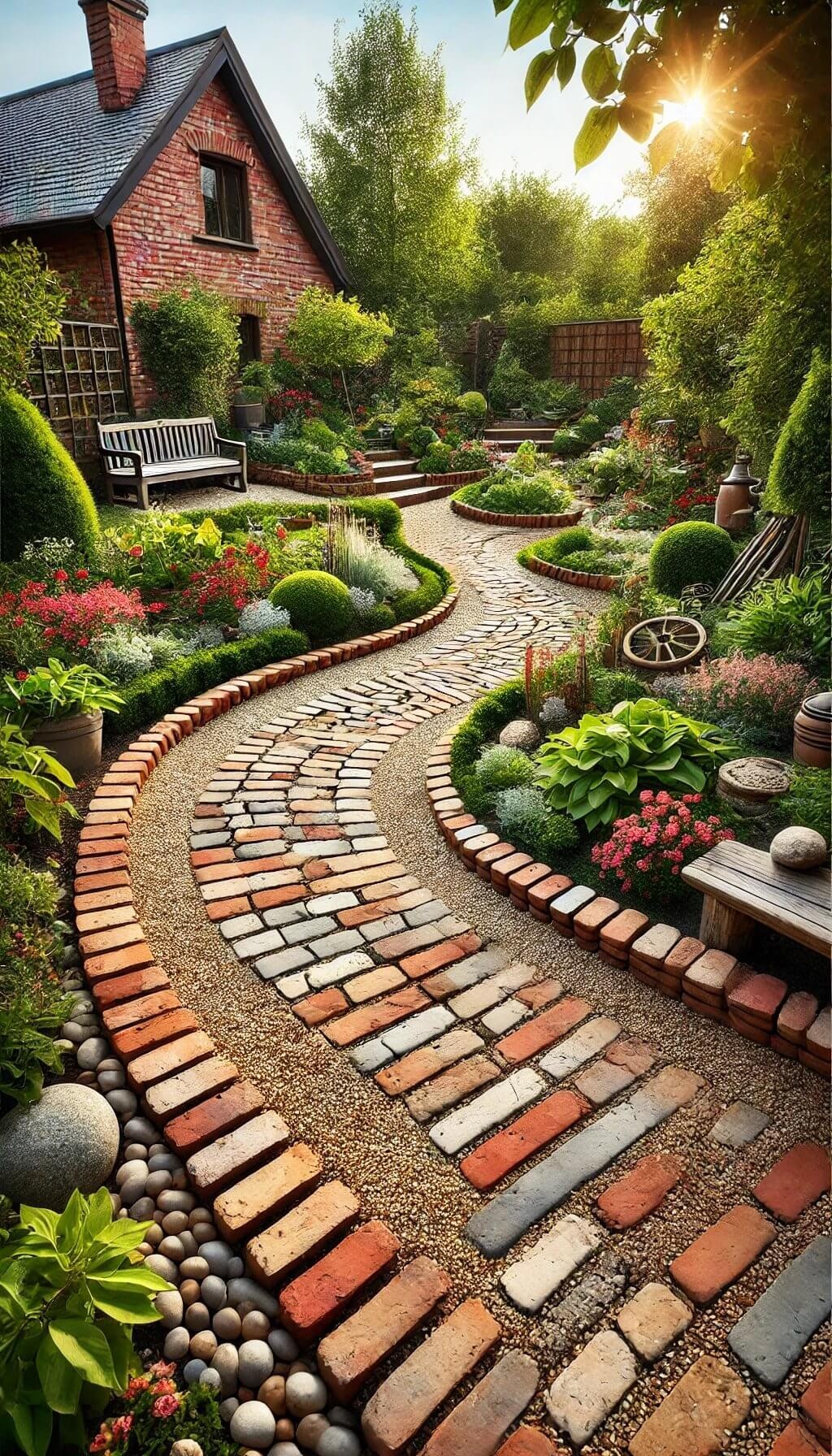 Brick and Gravel Combination Edging