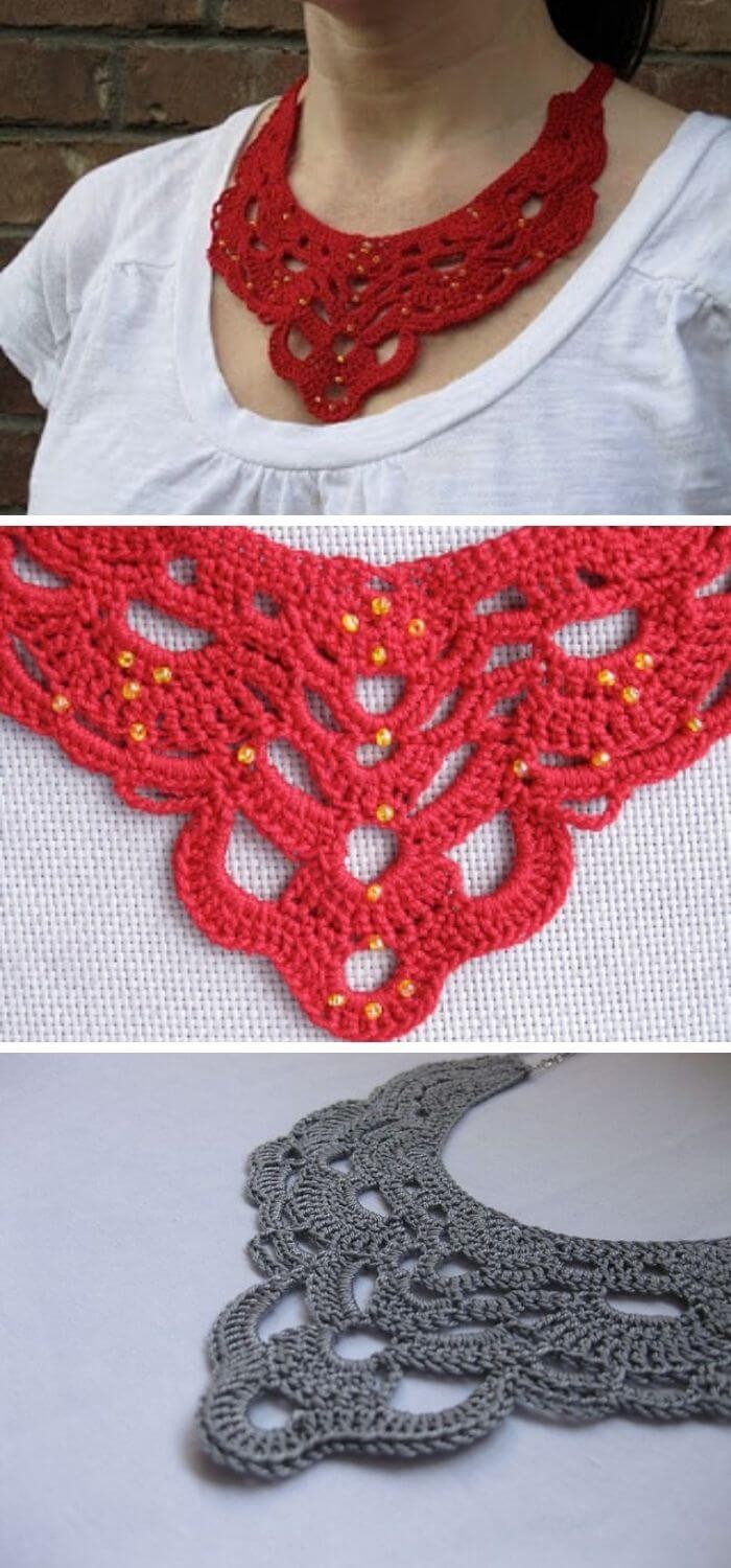 Crochet bib necklace