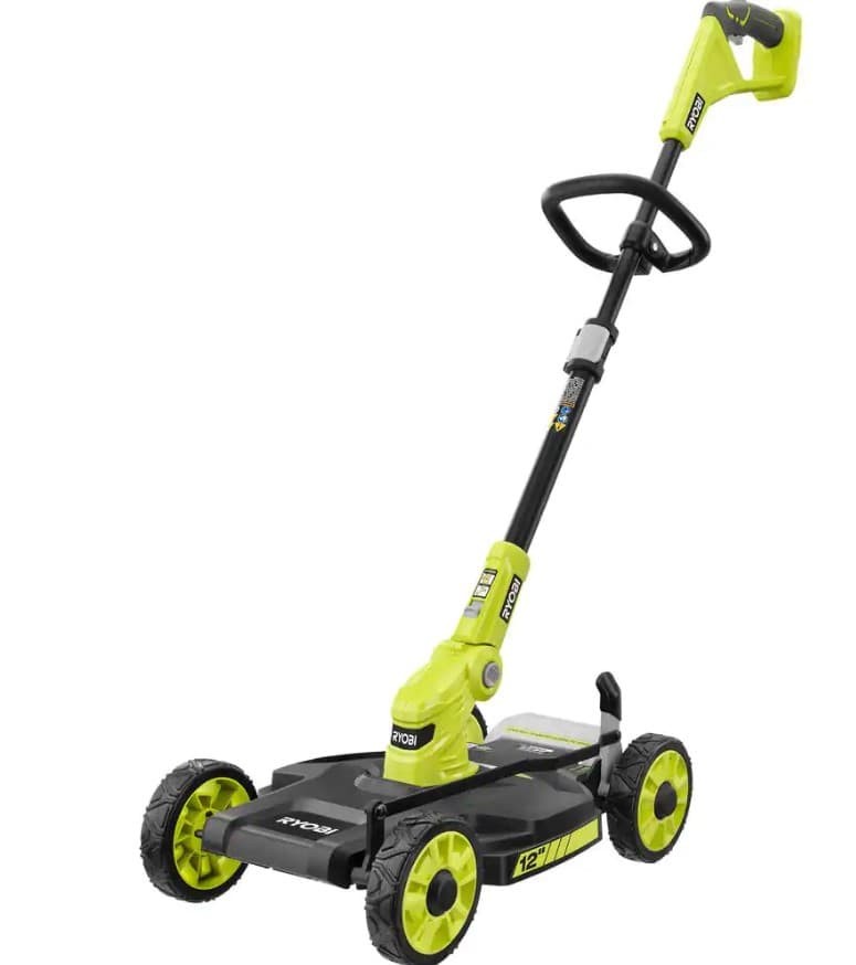 Ryobi ONE+ 18V 12 in. Cordless Battery 3-in-1 Mower, String Trimmer, and Edger (Tool Only).