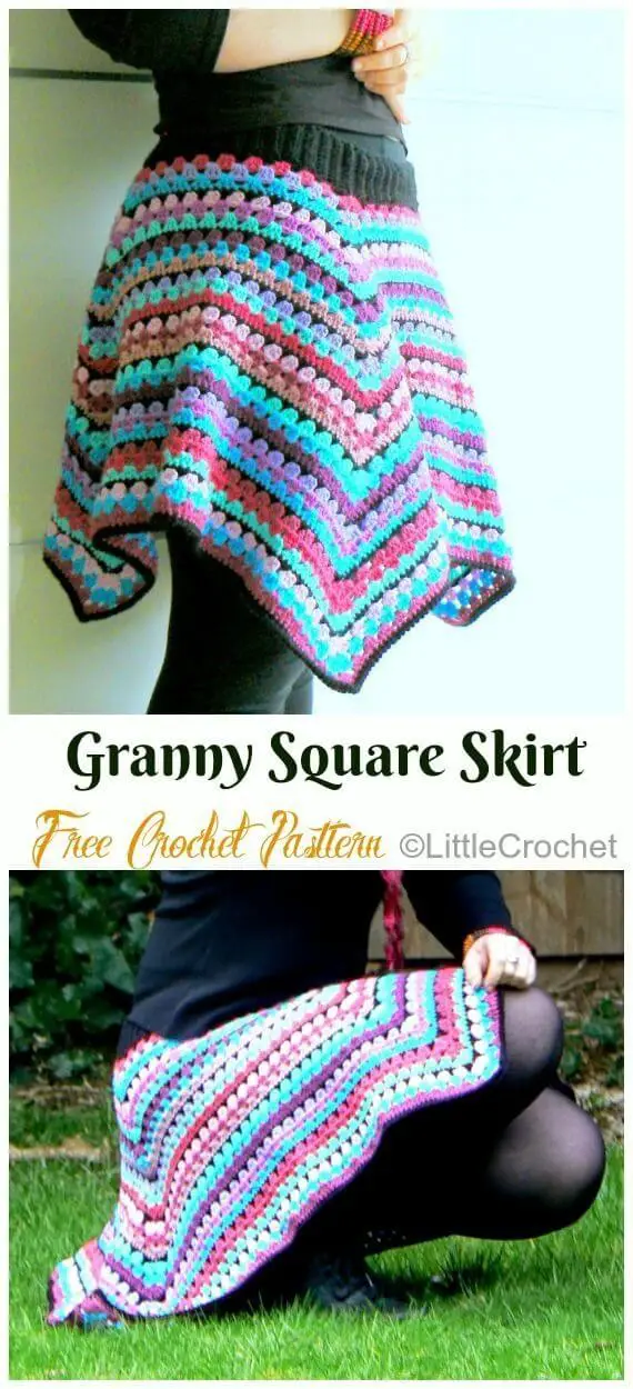 Granny women skirt crochet free pattern