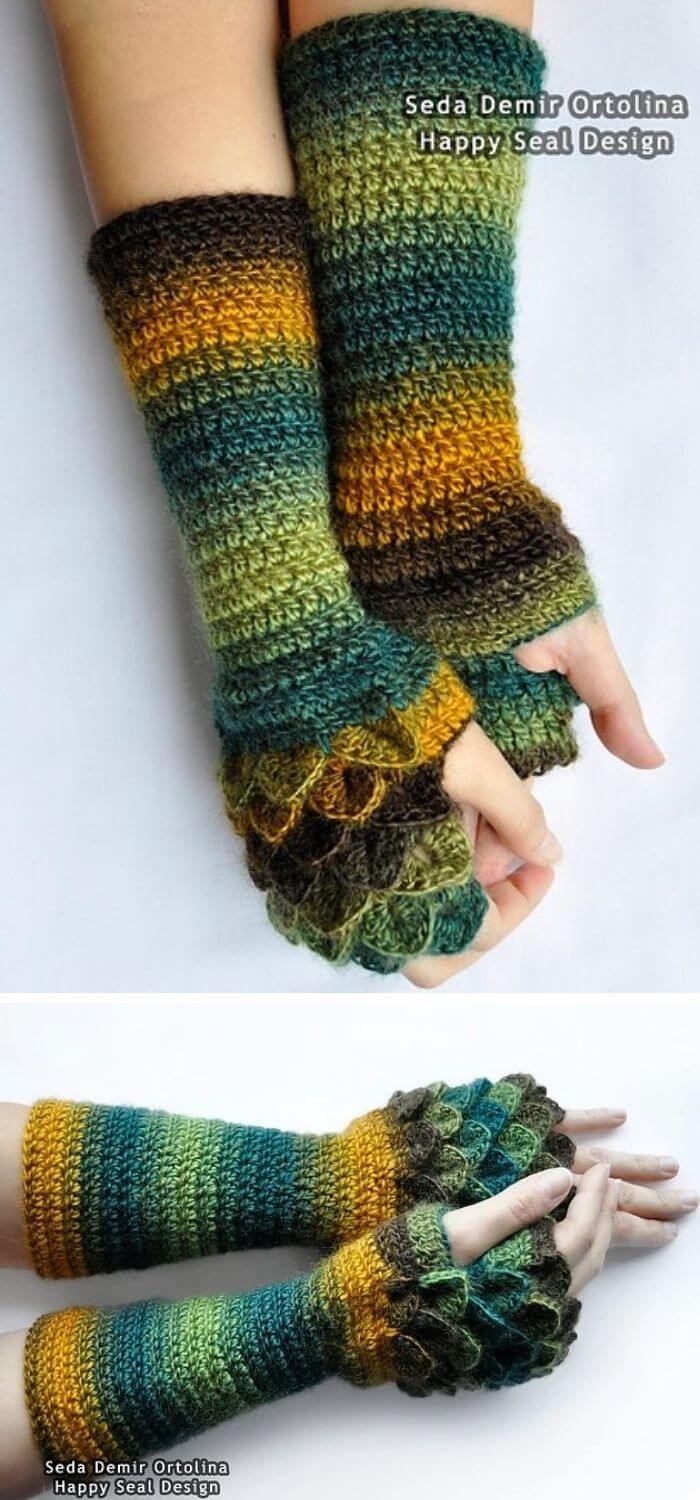 Long dragon scale Gloves