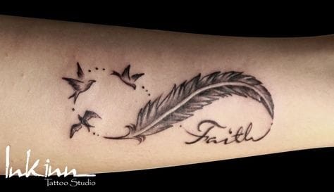 Infinity feather tattoo