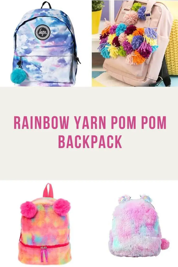 Rainbow Yarn Pom Pom Backpack