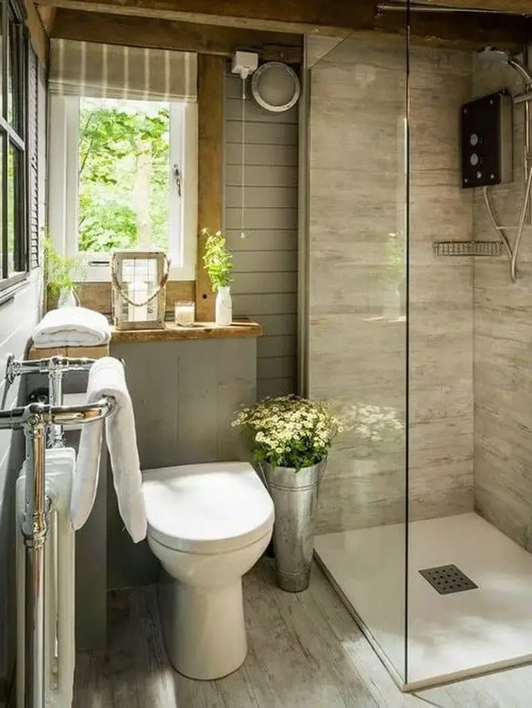 Grey Bathroom with Rustic Affair