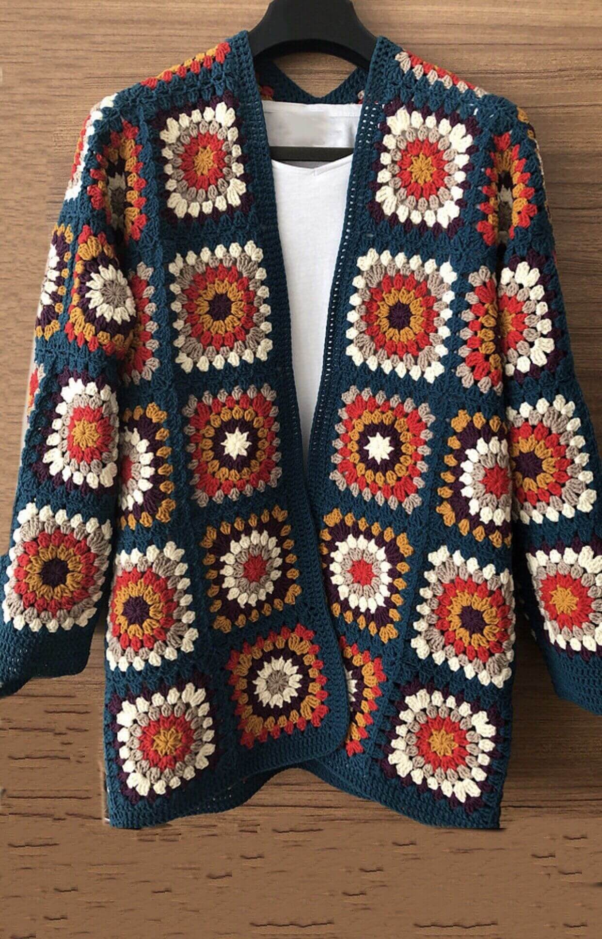 Granny Square Cardigan, crochet cardigan, jumper, handmade cardigan, colorful cardigan