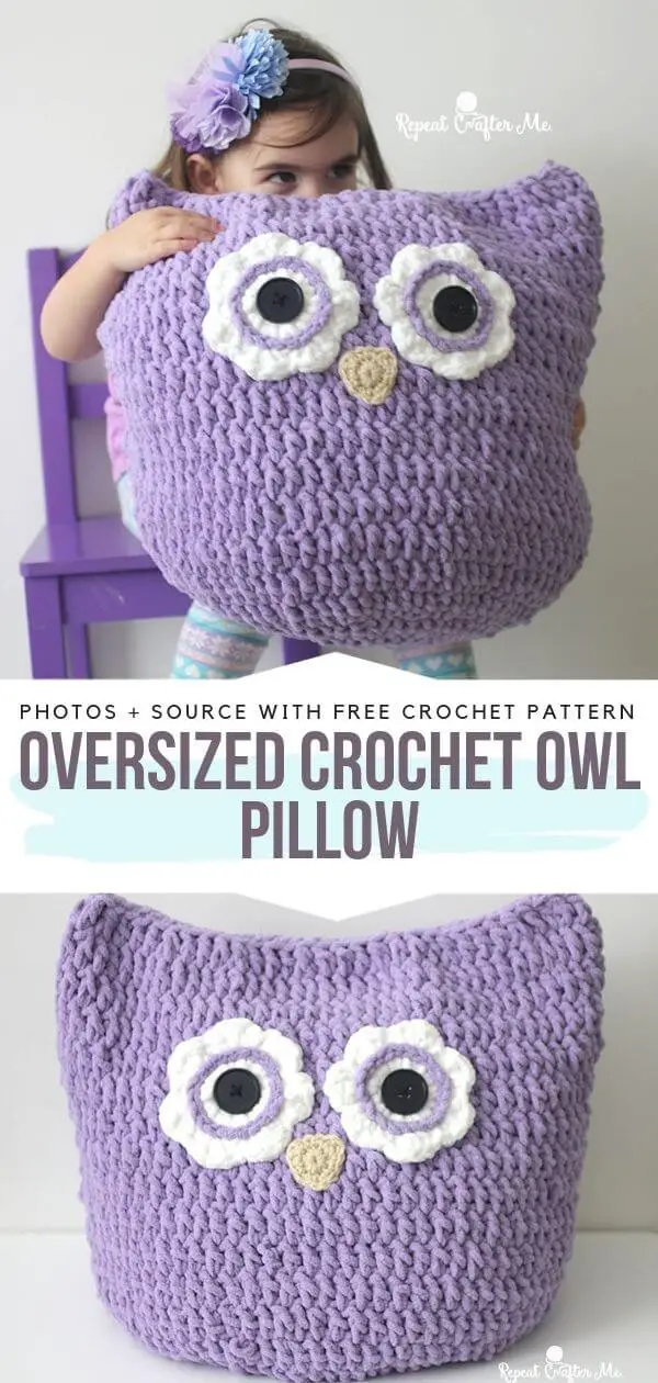 Oversized amigurumi owl pillow