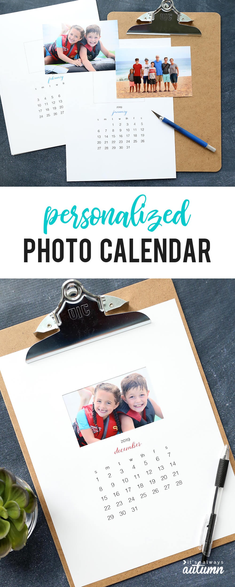 #2. Personalized DIY photo calendar