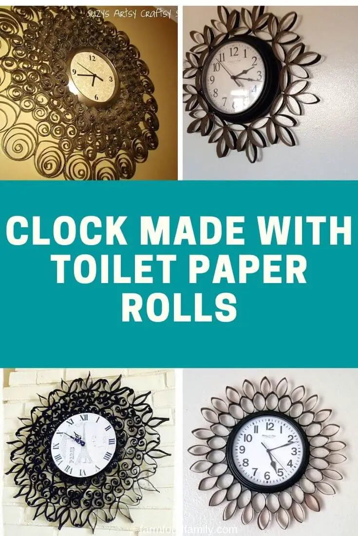 Clock made with toilet paper rolls