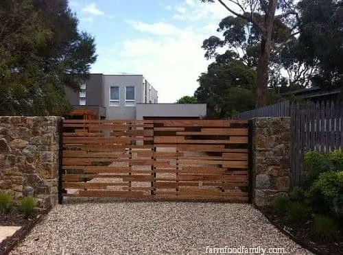 Mid-century style wooden driveway gate