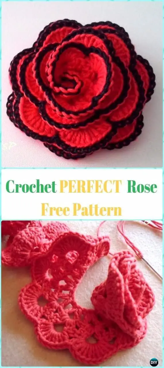 Simple 3D Crochet Flower Rose Pattern