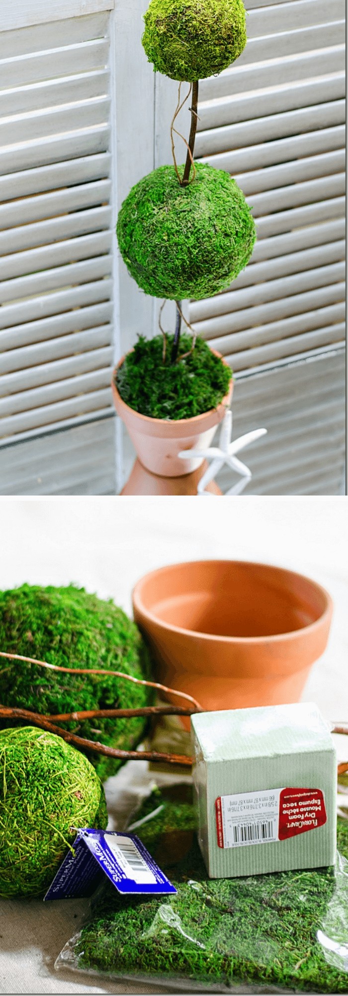 DIY faux moss topiary