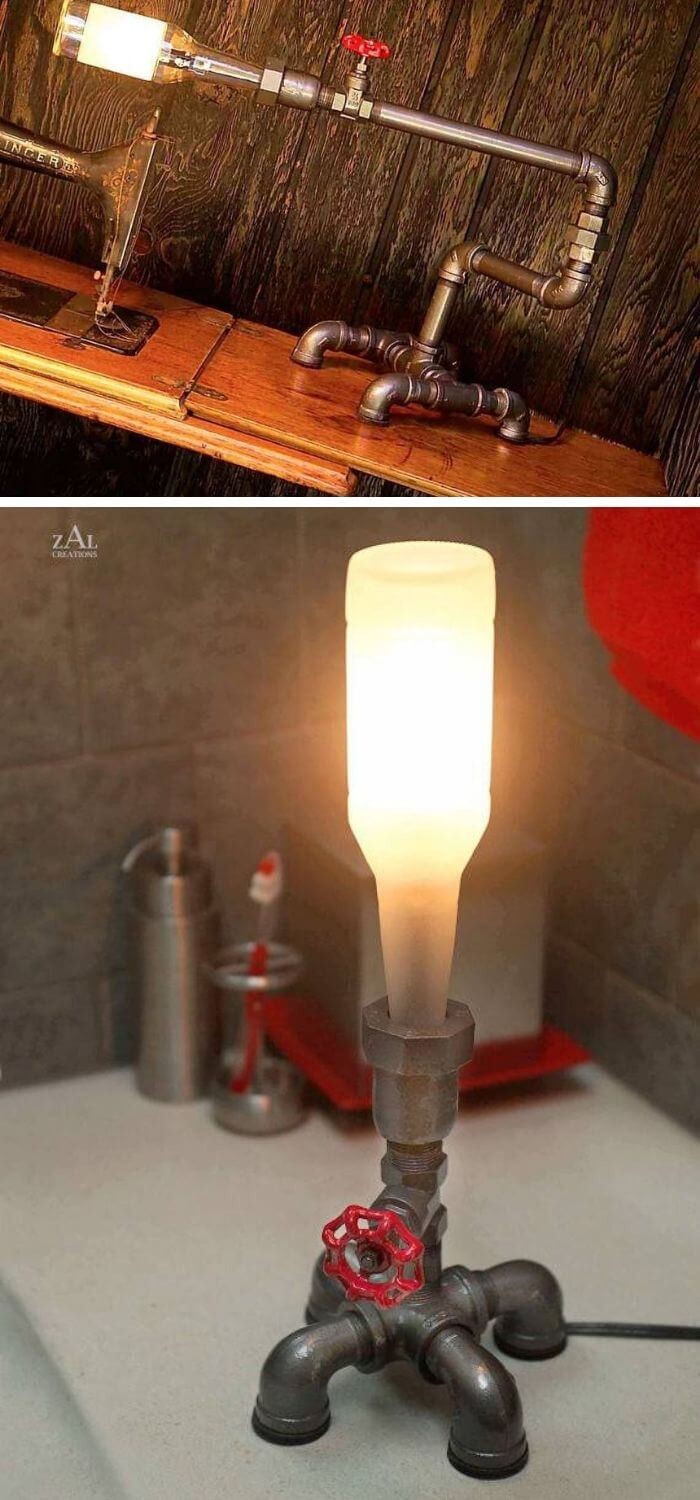 Plumbing pipe lamp