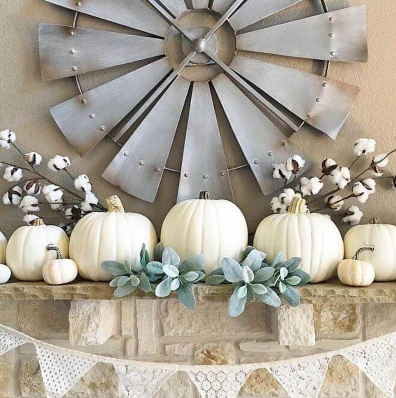 White pumpkin with large windmill