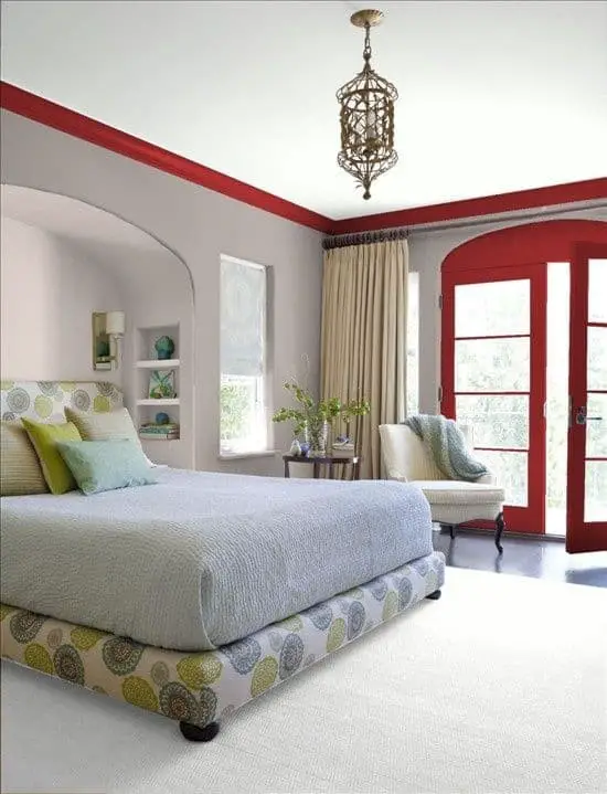 Try Red Trim and Gray on Walls