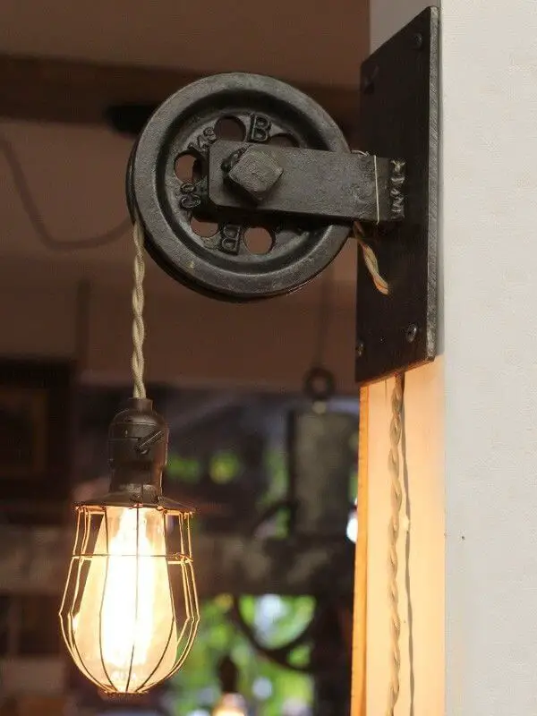 Rustic Farmhouse Pulley Pendant Light