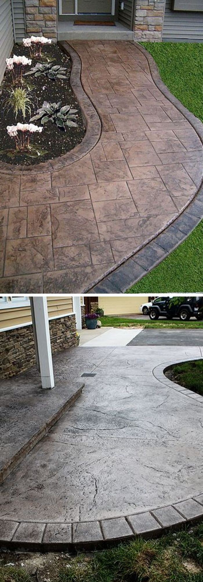 #6. Stamped concrete patio with border