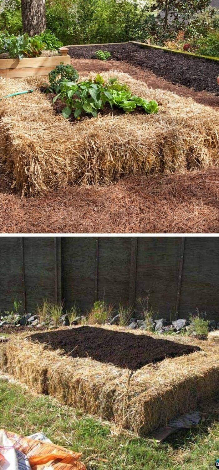 Straw bale garden edging