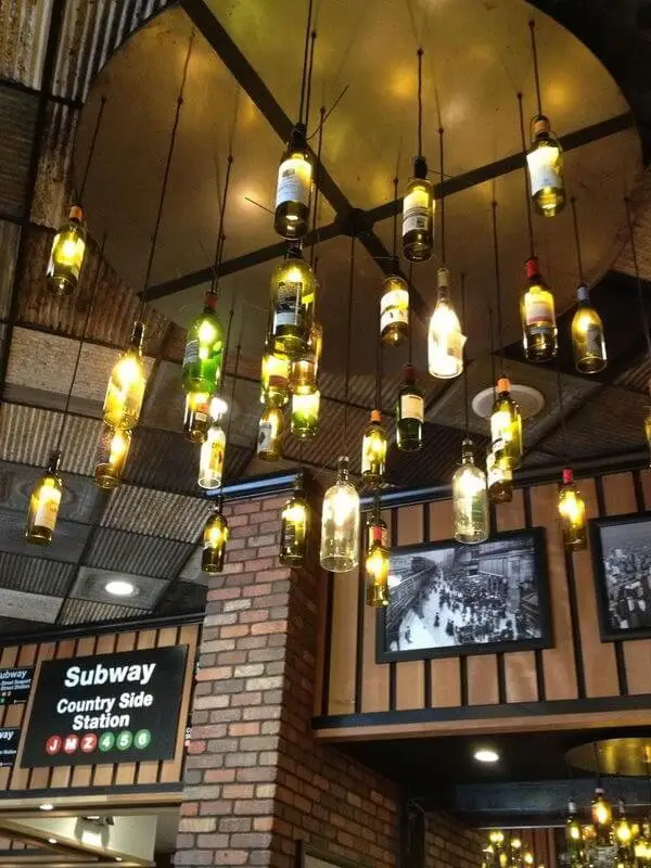 Wine bottle chandelier lighting