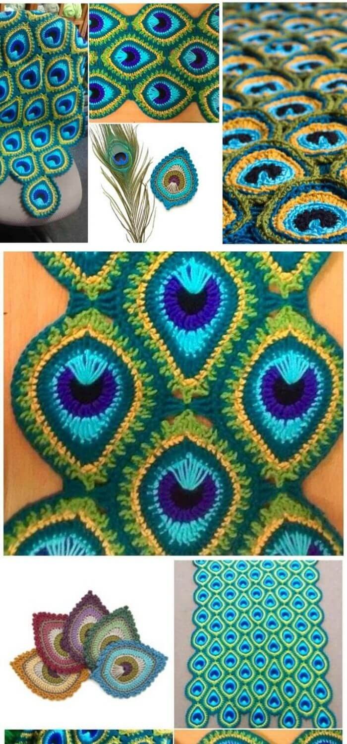 Crochet Peacock Feather Afghan Pattern.