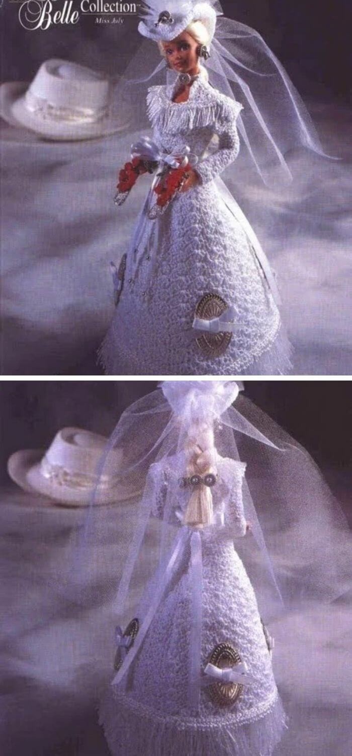 Barbies crochet wedding dress