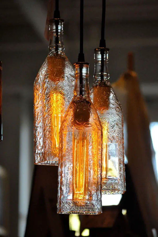 Recycled bottle pendant lamp