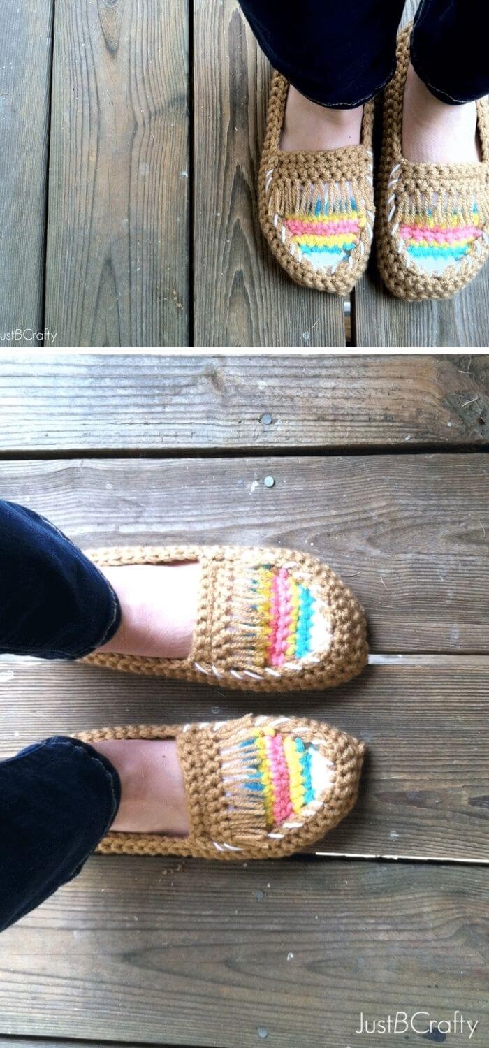 Crochet tribal moccasin