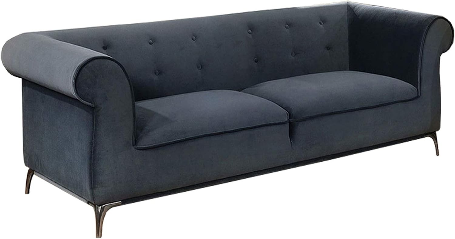 Benjara Upholstered Sofa with Rolled Armrests